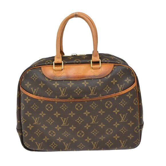 LOUIS VUITTON LV Logo Deauville Hand Bag Monogram Leather Brown M47270 30FC110 - Picture 1 of 15
